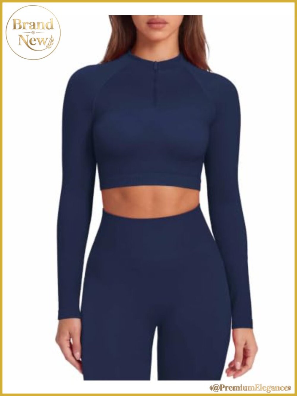Seamless Workout Set Half-Zip Crop Top Leggings